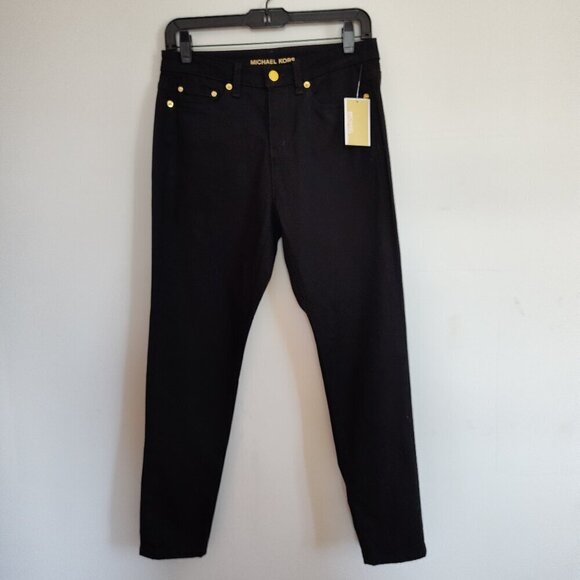 Ladies Petite SZ 8P Michael Kors Black Five-Pocket Denim Jeans - Picture 1 of 5